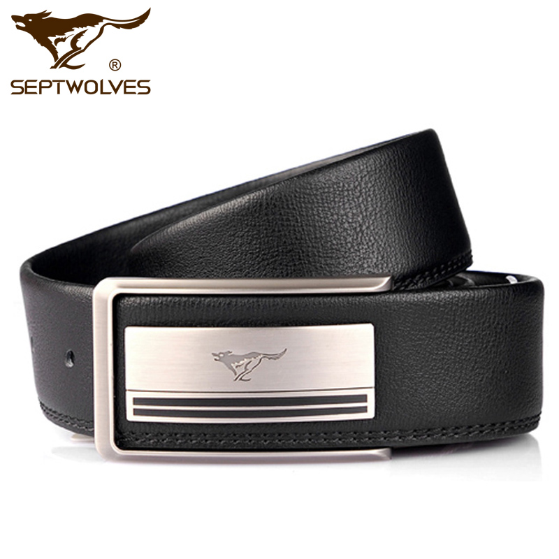 七匹狼septwolves 男士皮带 商务时尚加宽板扣牛皮腰带平滑扣黑色裤带