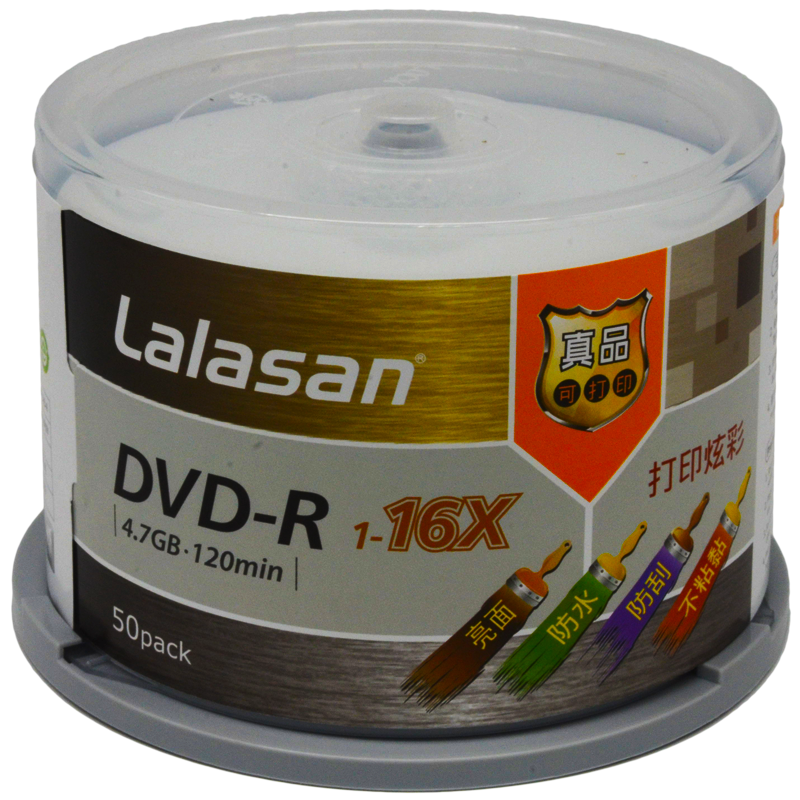 铼德(LALASAN) 打印炫彩可打印 DVD-R 16速4.7G 空白光盘/光碟/刻录盘  桶装50片