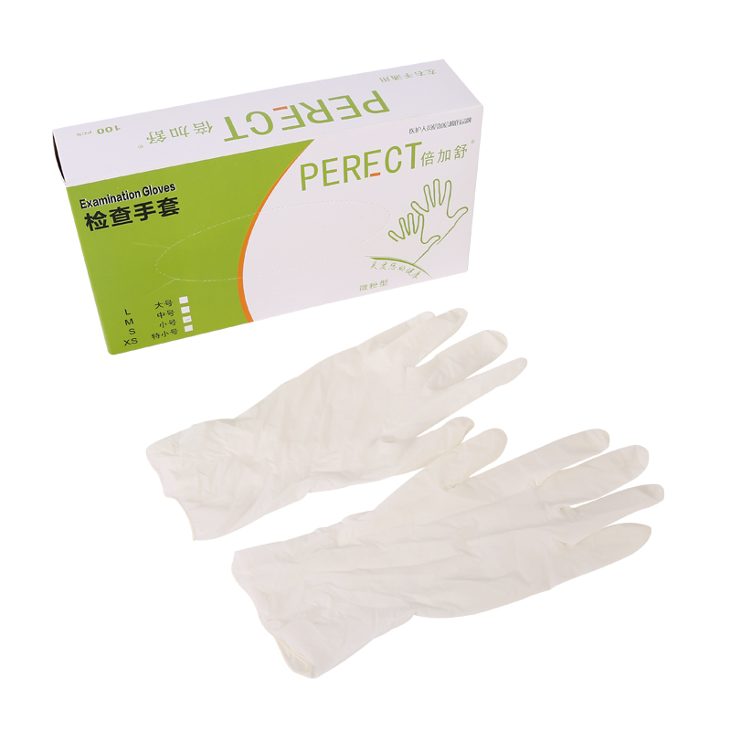倍加舒(perect) 无粉抽盒包装 一次性医用橡胶乳胶检查手套专用医疗