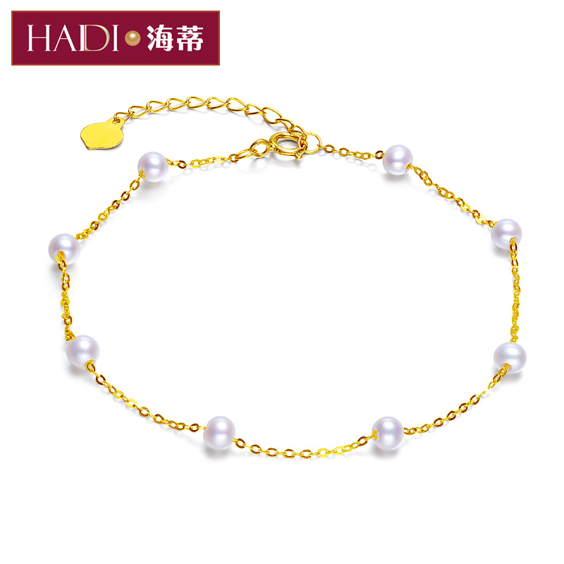 海蒂（haidi）星空 圆珠淡水珍珠满天星手链18k金 附证书 白色 3-3.5mm17cm