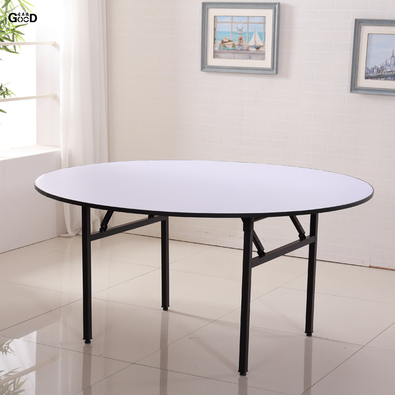 古奥德酒店折叠圆桌批发饭店大圆桌家用简易餐桌钢木折叠桌子 1.