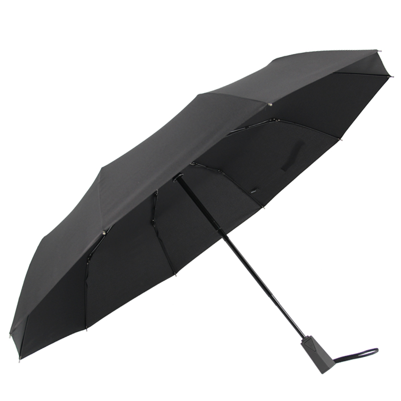 雨景 全自动雨伞 全新上市商务加大加固折叠雨伞防晒易甩干晴雨伞 黑色伞-银色按钮105cm