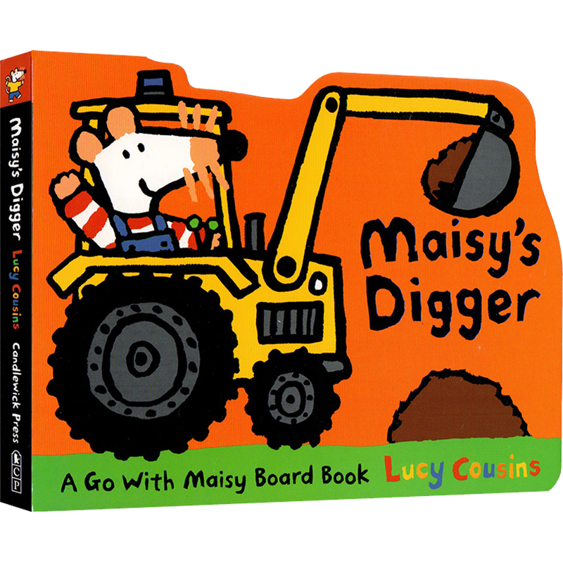 英文原版绘本 Maisy's Digger 小鼠波波交通工具造型纸板书 儿童早教启蒙阅读 亲子互动绘本