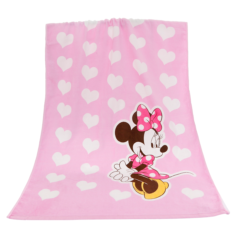 迪士尼（Disney）毛巾家纺 纯棉割绒柔软毛圈 米妮粉嫩冰激凌儿童浴巾婴儿浴巾 粉色 247g/条 60*120cm/条