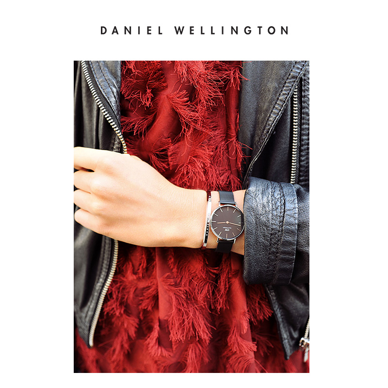 丹尼尔惠灵顿（DanielWellington）[部分爆品5折]DW手表女 简约欧美表瑞典石英腕表 生日礼物送女友 32MM金色边黑盘DW00100201