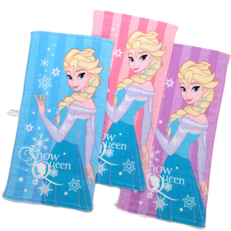 迪士尼（Disney）毛巾家纺 Frozen冰雪奇缘Elsa童巾 A类纯棉纱布 宝宝 3条装 蓝/粉/紫 40g/条 25*50cm/条