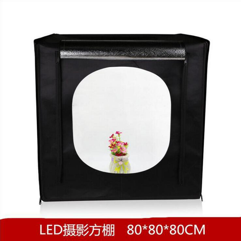 led小型摄影棚多款尺寸拍照道具柔光灯箱套装免布光可调光 80cm摄影棚