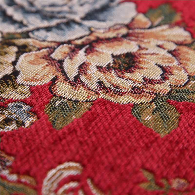 罗兰家纺 餐椅垫坐垫椅子凳子垫子可拆洗绑带椅垫 餐桌椅加厚实木餐椅座垫 花开富贵酒红 45*43cm标准号