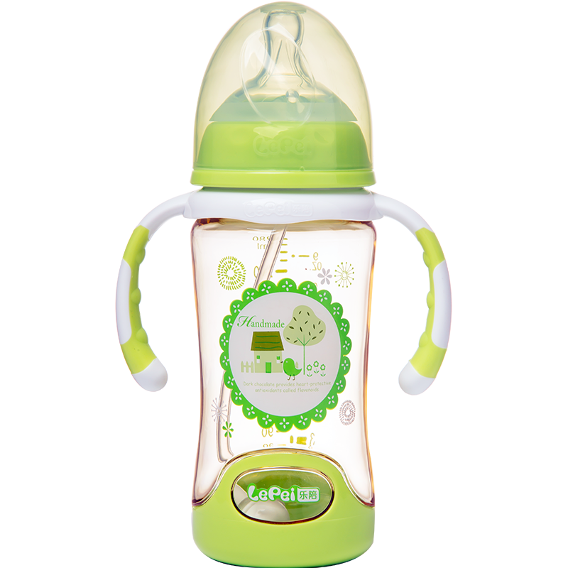 乐陪 新生儿宽口径耐摔PPSU奶瓶SU10-11 180-280ML 柳绿色280ML