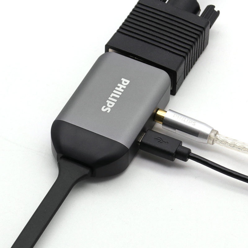 飞利浦(PHILIPS)HDMI转VGA线转换器带音频口 高清视频转接头适配器电脑机顶盒连接投影电视显示器线