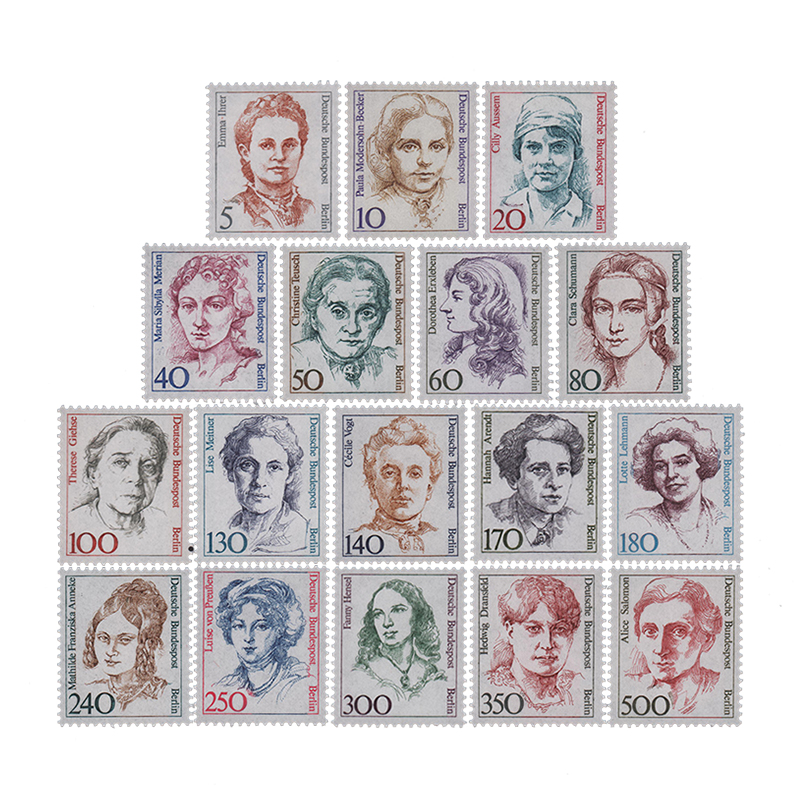 德国邮票 西柏林 1986年-1989年 历史上杰出女性  系列大全 17枚 套票