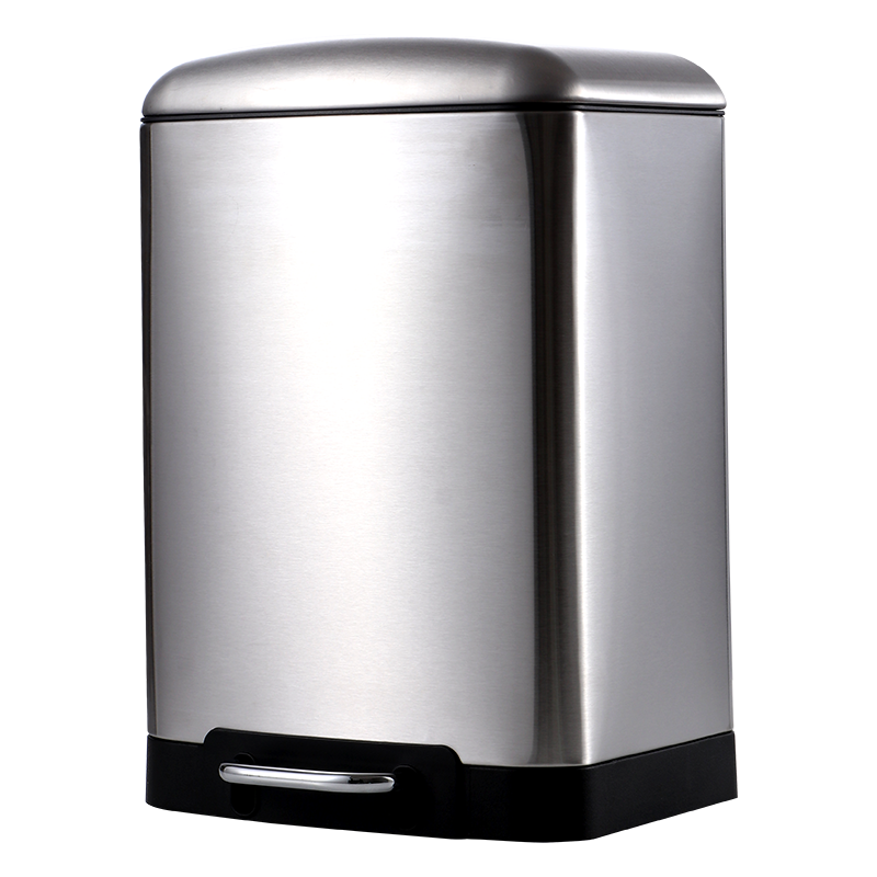 欧润哲 垃圾桶 12L不锈钢鼓形 缓降静音带盖翻盖脚踏款 户外厨房卫生间卫生桶 厨房垃圾桶 内外双桶