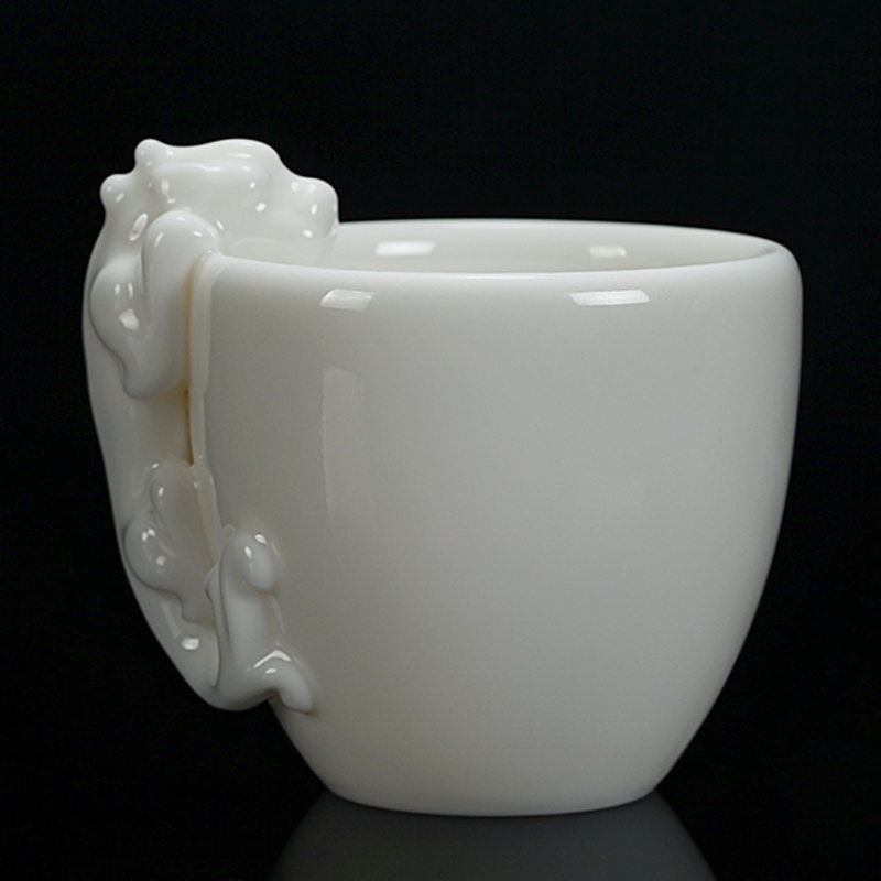 号(erhao)/陈清宜手工德化白瓷茶杯功夫茶具品茗杯上釉主人杯/螭龙杯