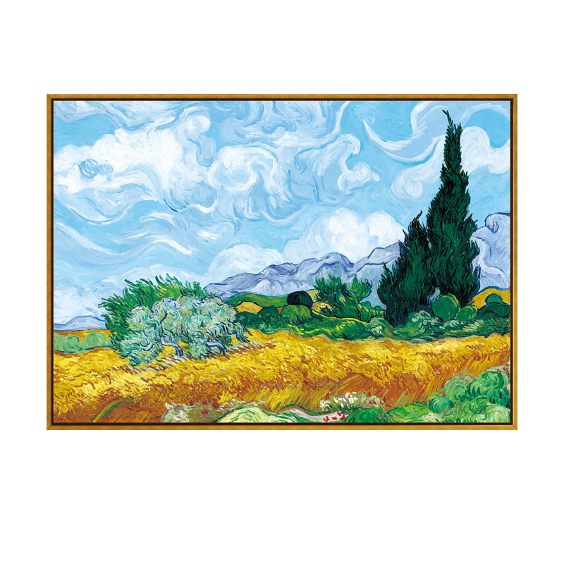 MONADIY 客厅装饰画现代简约餐厅玄关卧室挂画走廊过道书房壁画名画 03 梵高麦田 纯净白框 80*60cm PS框+油布