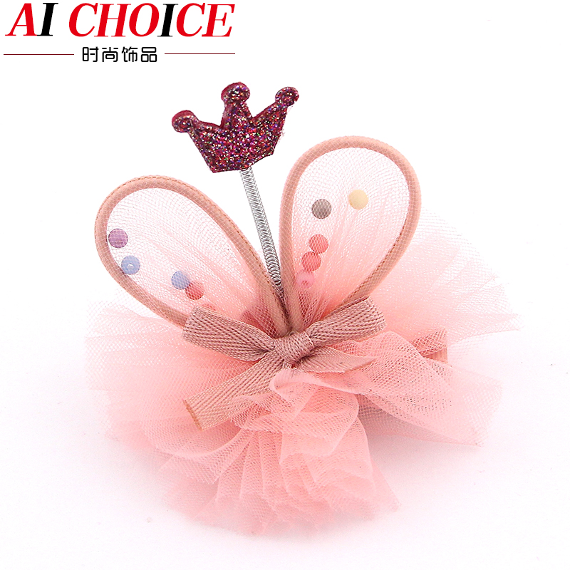 AiChoice可爱兔耳朵儿童发夹女孩头饰发饰一字夹顶夹公主宝宝边夹礼物 深粉色