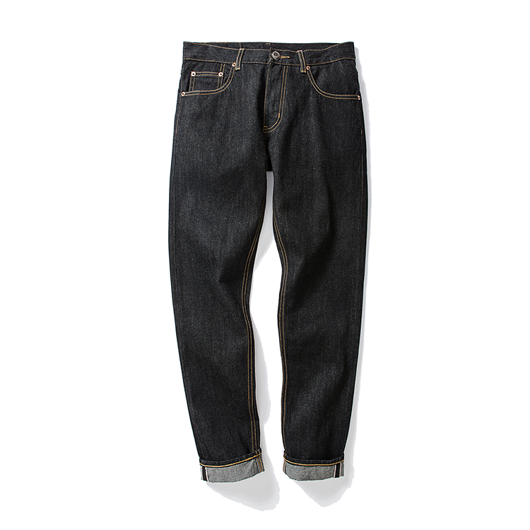 car原创设计美式复古黑牛重磅洗水休闲街头潮流赤耳丹宁牛仔裤 洗水黑