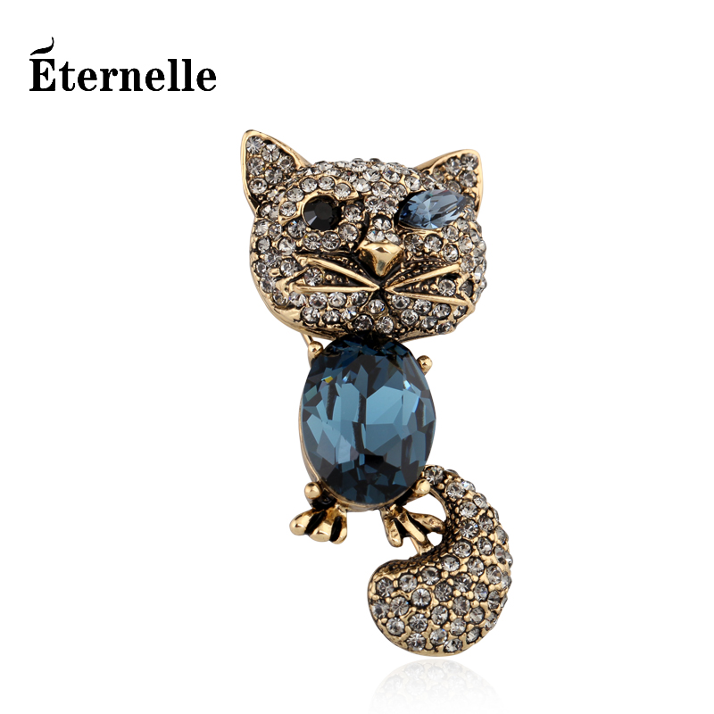 eternelle法国永恒奥地利水晶胸针 海盗猫咪胸花女时尚服装胸章配饰品