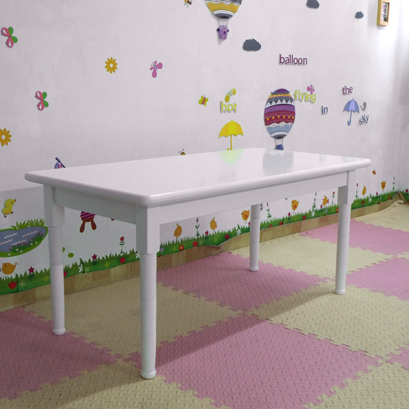 幼儿园桌椅白色实木书桌儿童学习课桌玩具游戏桌艺术六人桌 单张桌子