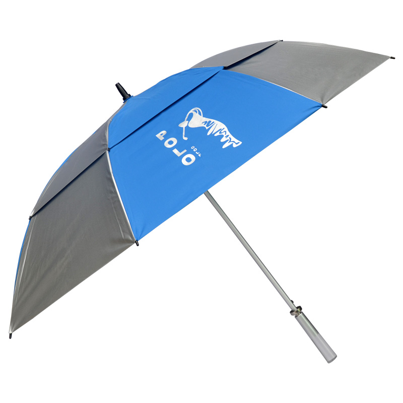 pologolf 高尔夫球伞 双层  双人防风 长柄雨伞 防风防雨 四份蓝色 浅