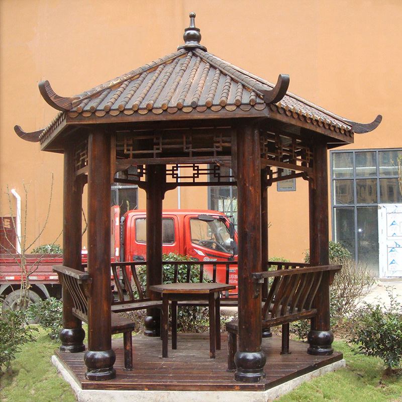 度假鸟 碳化防腐木庭院凉亭木屋 景区景观仿古亭 户外实木亭子3米六角