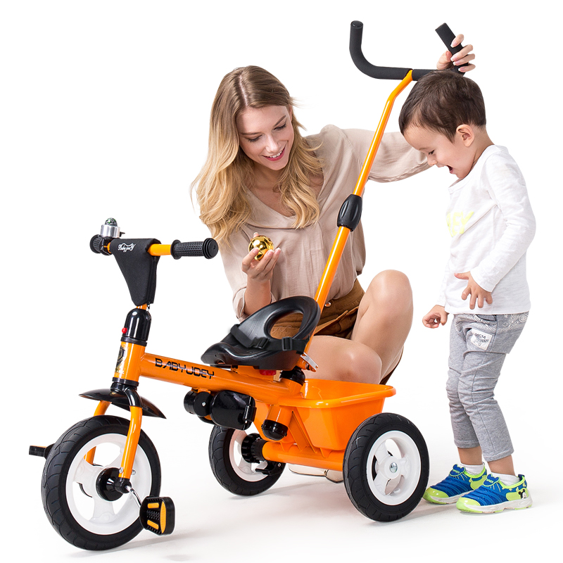 英国Babyjoey 儿童三轮车脚踏车1-3-5岁 简易自行车多功能手推车 TT102 兰博基尼橙