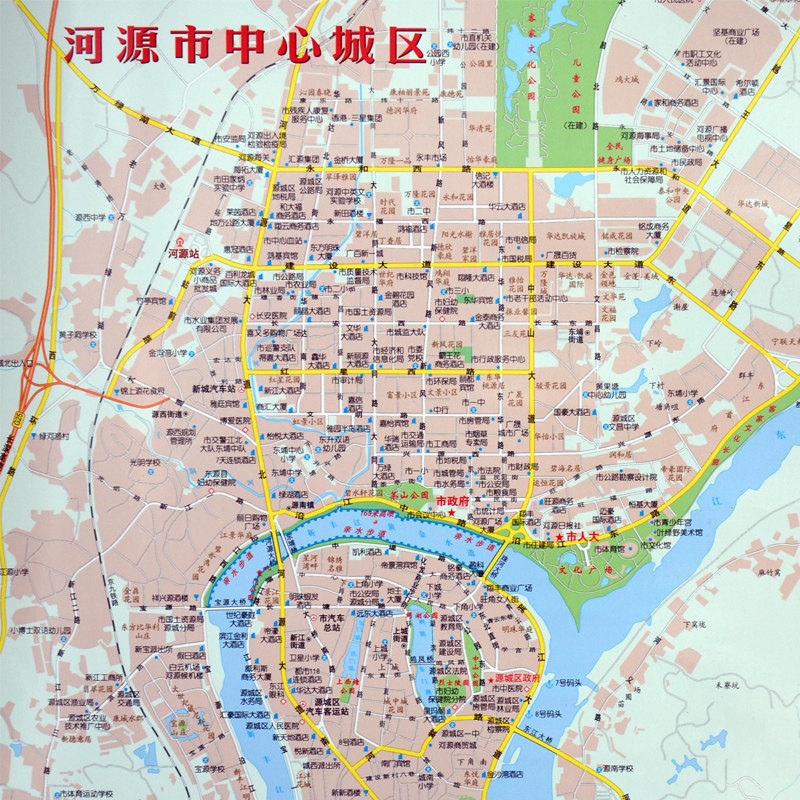新版河源市地图挂图 办公室地图 河源市挂图 竖版地图挂图 1.1米*1.