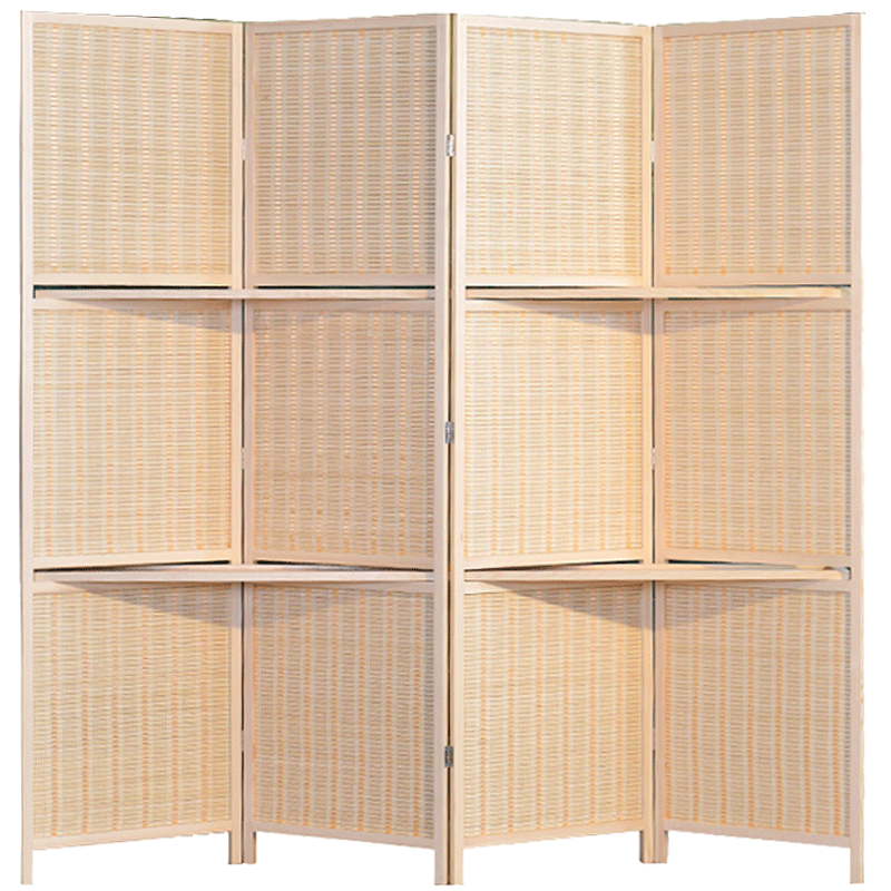 祥朗现代简约中式竹帘屏风隔断客厅餐厅书房卧室酒店店铺宾馆养生折屏座屏玄关书架储物架屏风帘 2米高x0.4米宽一扇