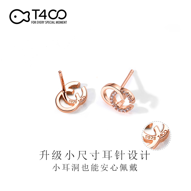 T400 小清新双C 耳钉商品图片-6