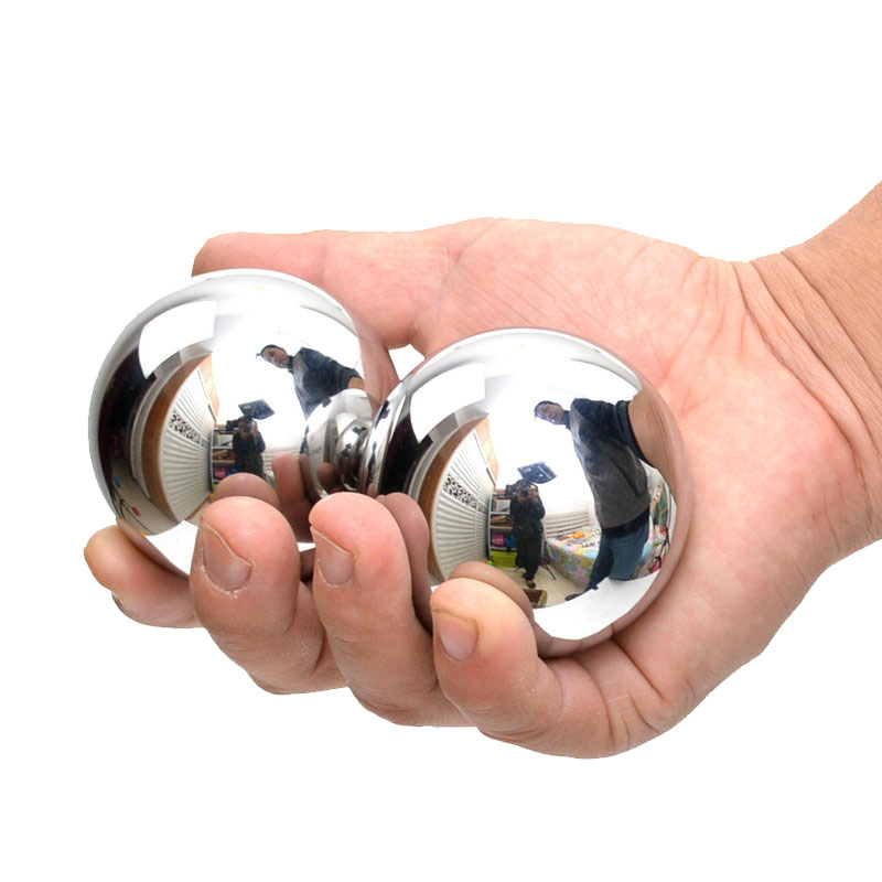 人健身球球锻炼按摩球手握把玩实心钢球 空心铁球53mm310克送盒子球袋