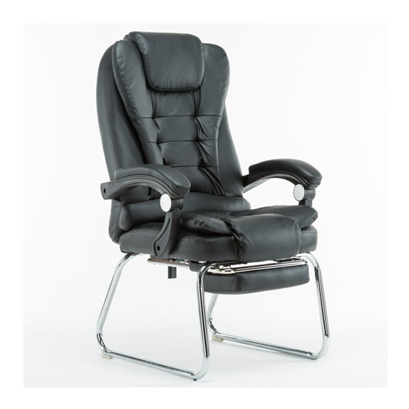 (工匠时光)电脑椅家用办公椅靠背椅老板椅现代简约靠背舒适懒人坐椅子 【2点按摩】黑色【牛皮】 钢制脚 旋转扶手