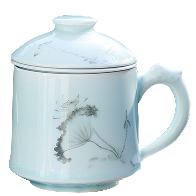 changnan 昌南 昌南陶瓷 茶杯家用景德镇茶具带盖过滤泡茶老板杯 出水芙蓉