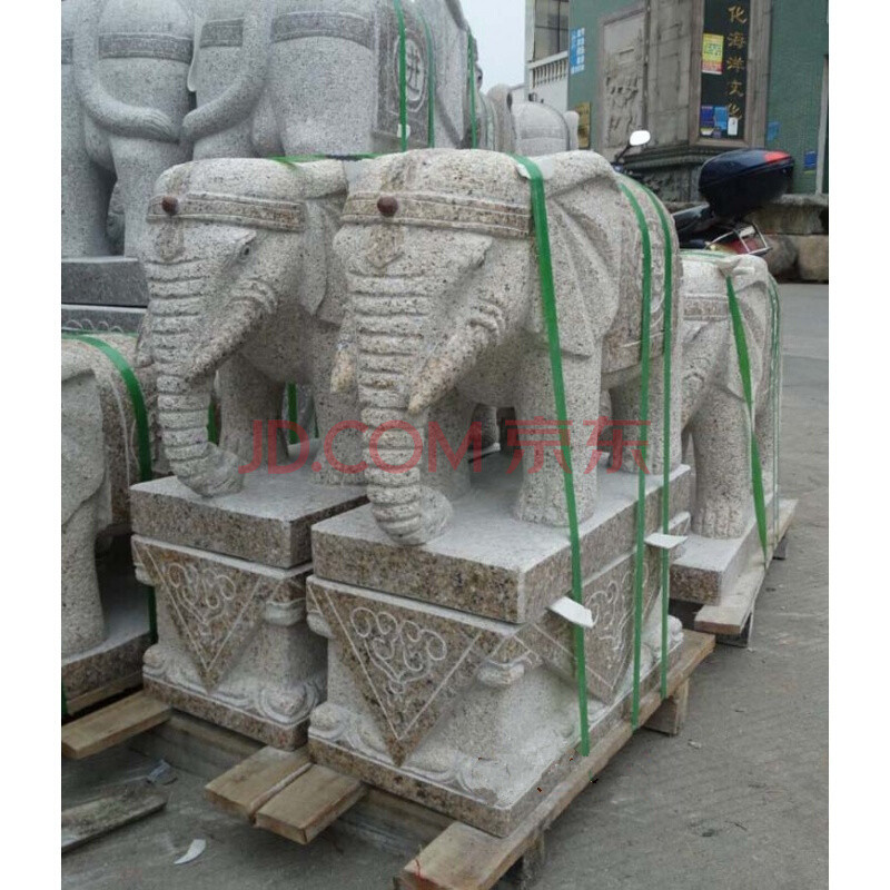 米魁  石雕大象一对看门石象风水摆件装饰镇雕刻景观象雕商铺对象