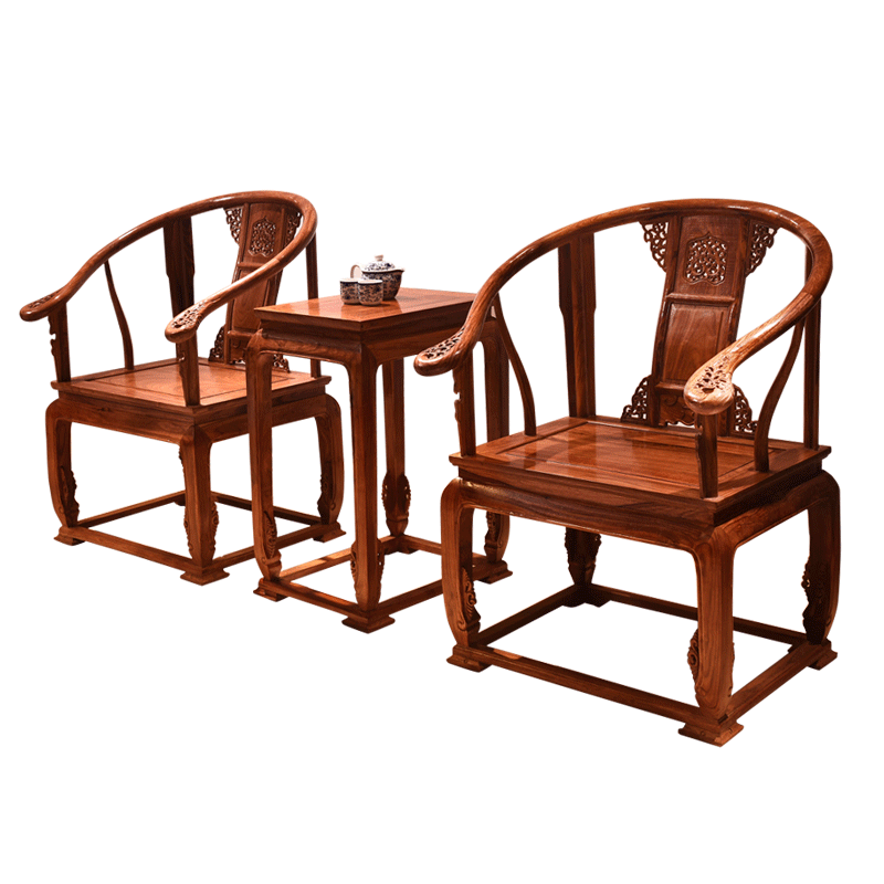 【1件6.8折】质木匠 红木家具非洲花梨(学名:刺猬紫檀)皇宫椅三件套 实木椅子 餐椅太师椅老板椅客 预付定金付清尾款发货