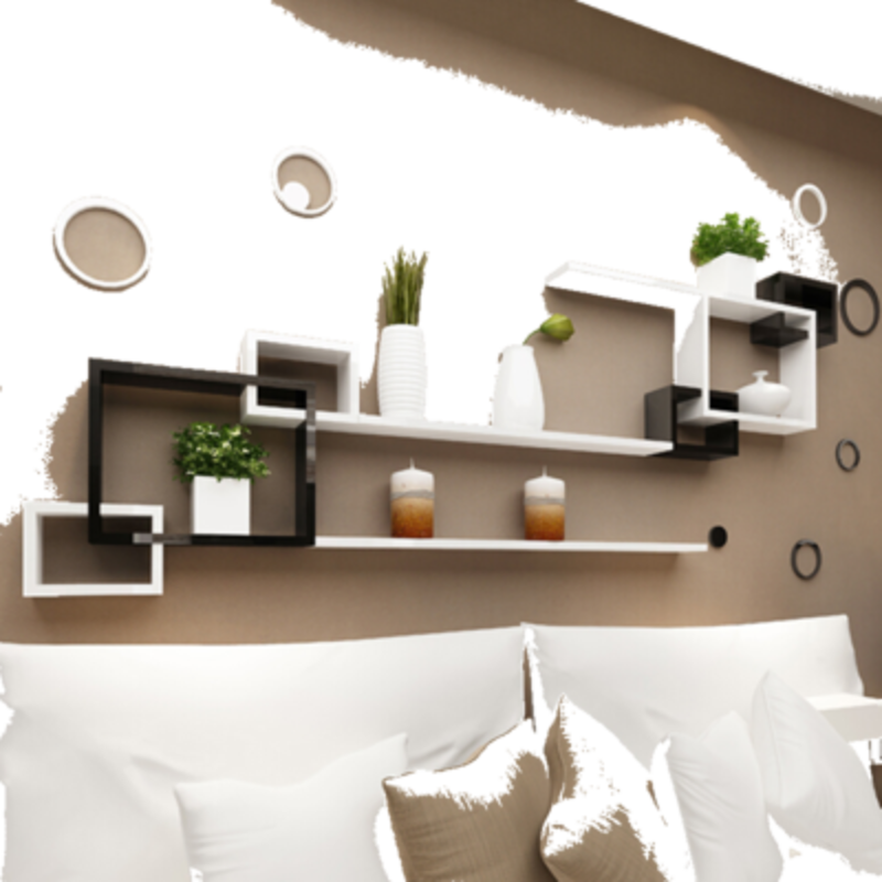 【钢琴烤漆 现货速发】墙上置物架客厅墙面沙发背景墙装饰架壁挂隔板墙柜卧室墙壁置物架 C13-套餐A