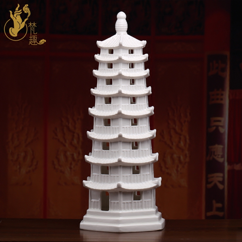 矜瓷 陶瓷大号8层文昌塔摆件 八层助学业办公室书房家居摆设 8层文昌