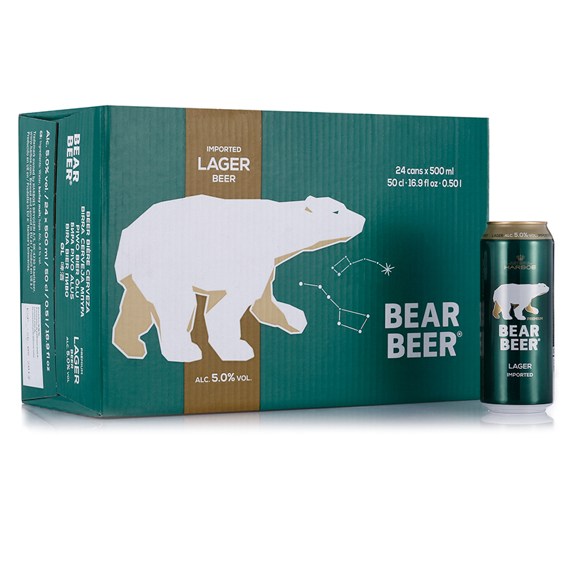 德国进口 豪铂熊（BearBeer）豪铂熊拉格啤酒500ml*24听整箱装dmdegvl