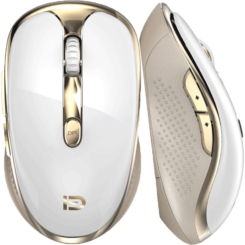 富德 V5S自定义无线鼠标 2.4G高速2400DPI无线鼠标 电脑鼠标省电无光无线游戏鼠标 金色
