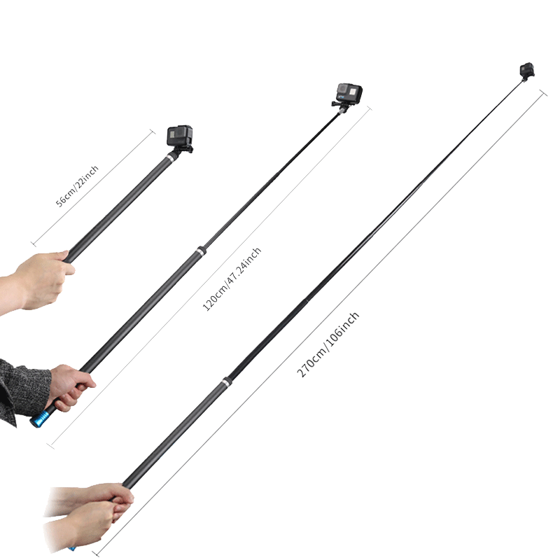 TELESIN GoPro自拍杆insta360配件action3运动相机自拍杆 支持隐形 【一代】2.7米碳纤维自拍杆 139元