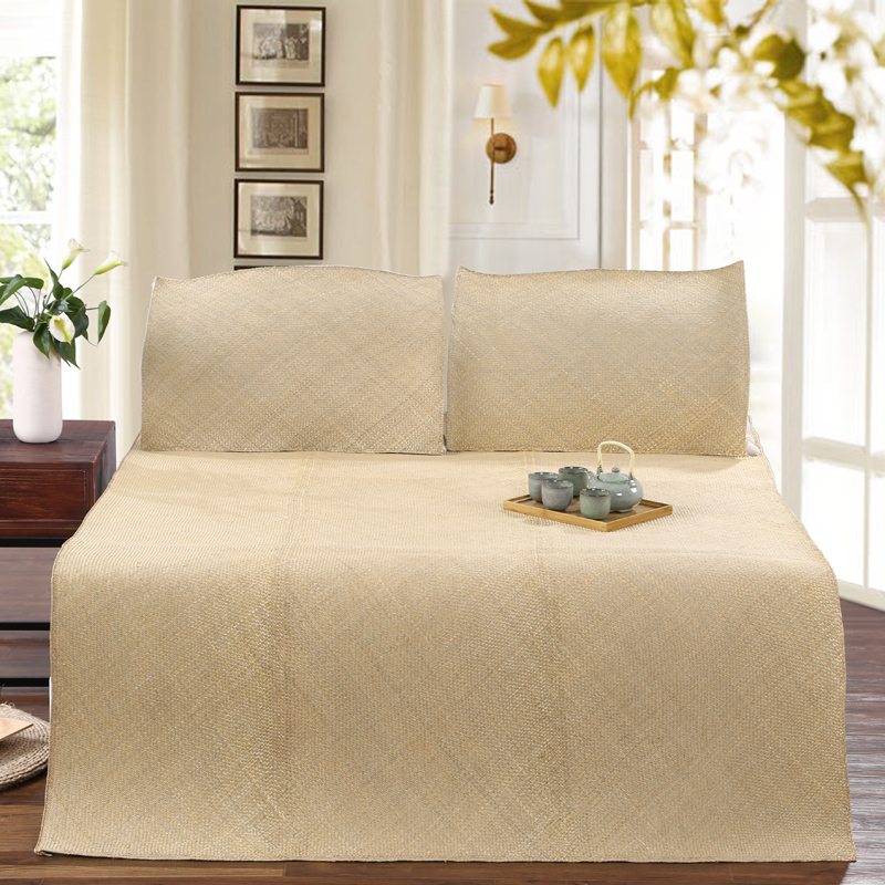 梦味 凉席草席台湾马兰草手工编织天然圆草可折叠席子三件套床上用品