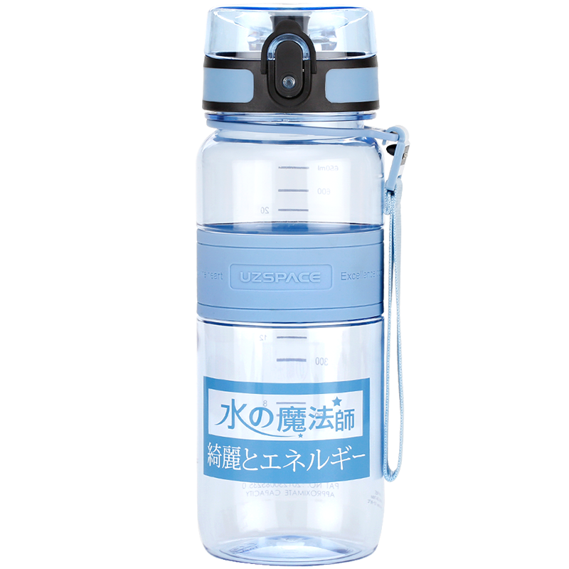 UZSPACE优之运动水杯男女学生便携tritan塑料饮用杯子健身水壶水之魔法师 蓝色 650ml