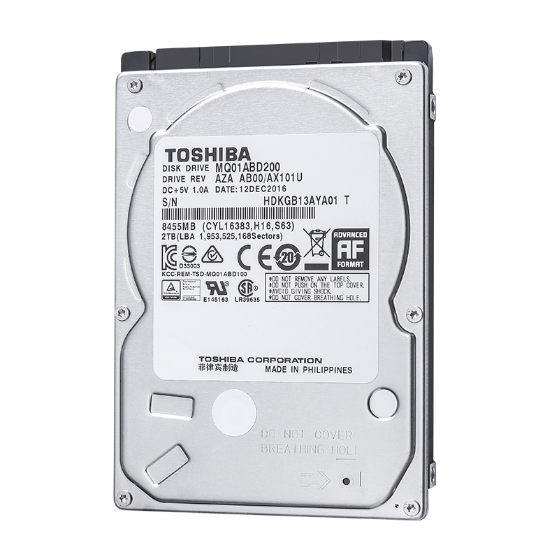 TOSHIBA 东芝 轻薄型系列 2.5英寸 笔记本硬盘 2TB（SMR、5400rpm、128MB）MQ04ABD200