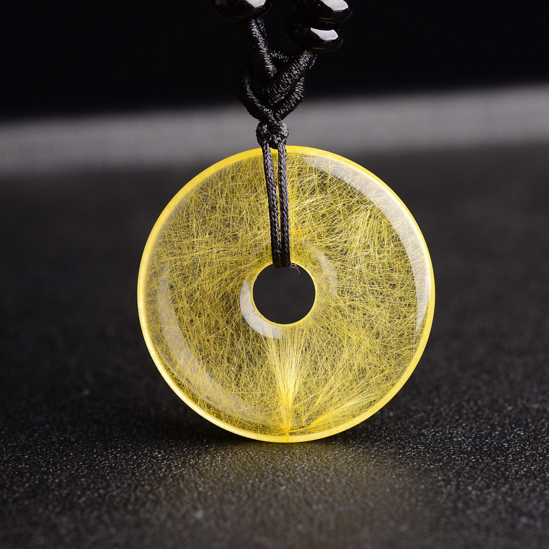 慈灵阁 金发晶平安扣吊坠男女款项链 水晶时尚饰品