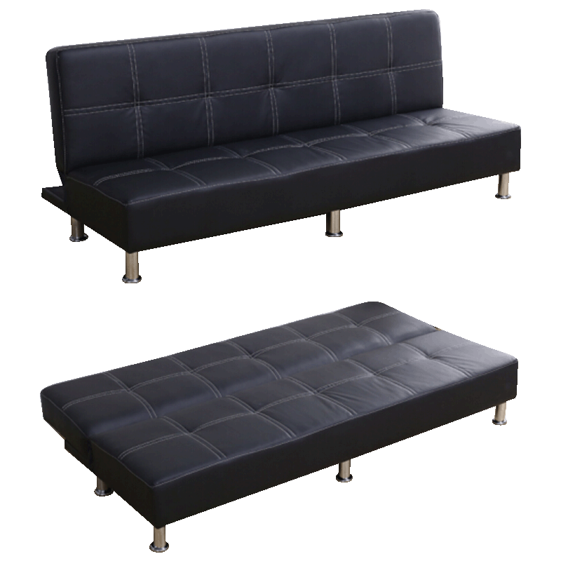 梦忆笙   小户型沙发床多功能可折叠沙发床单人双人简易沙发客厅两用 18黑色皮革 178CM长*96CM宽