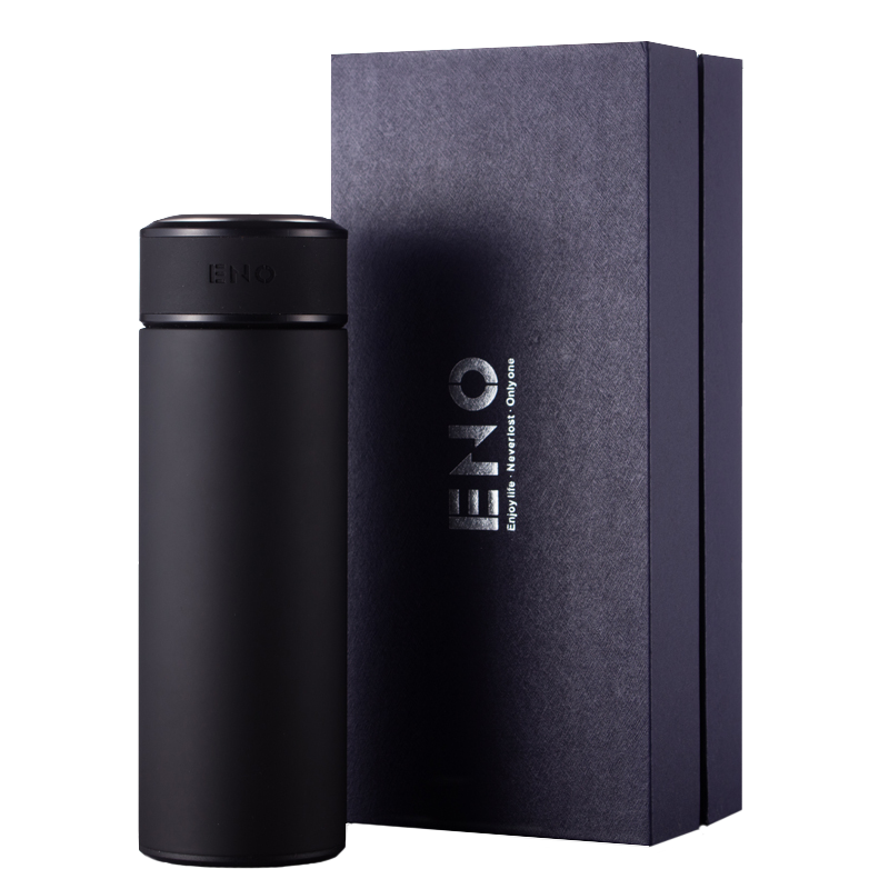 ENO高档商务保温杯男女士茶杯带滤网大容量杯子便携车载水杯生日礼物 魔力黑-私享礼盒装