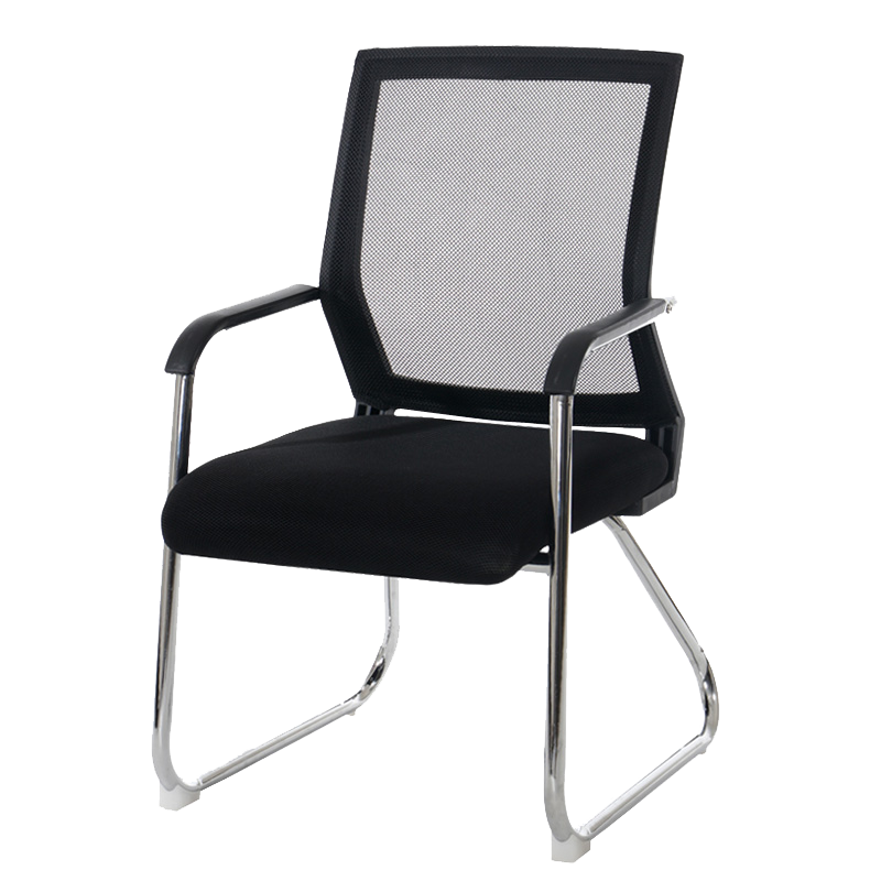 原声原代 办公椅家用椅子电脑椅弓形椅学生写字椅宿舍职员座椅简约网布靠背椅麻将椅 黑架黑网(海绵网布靠背加高) 弓形脚