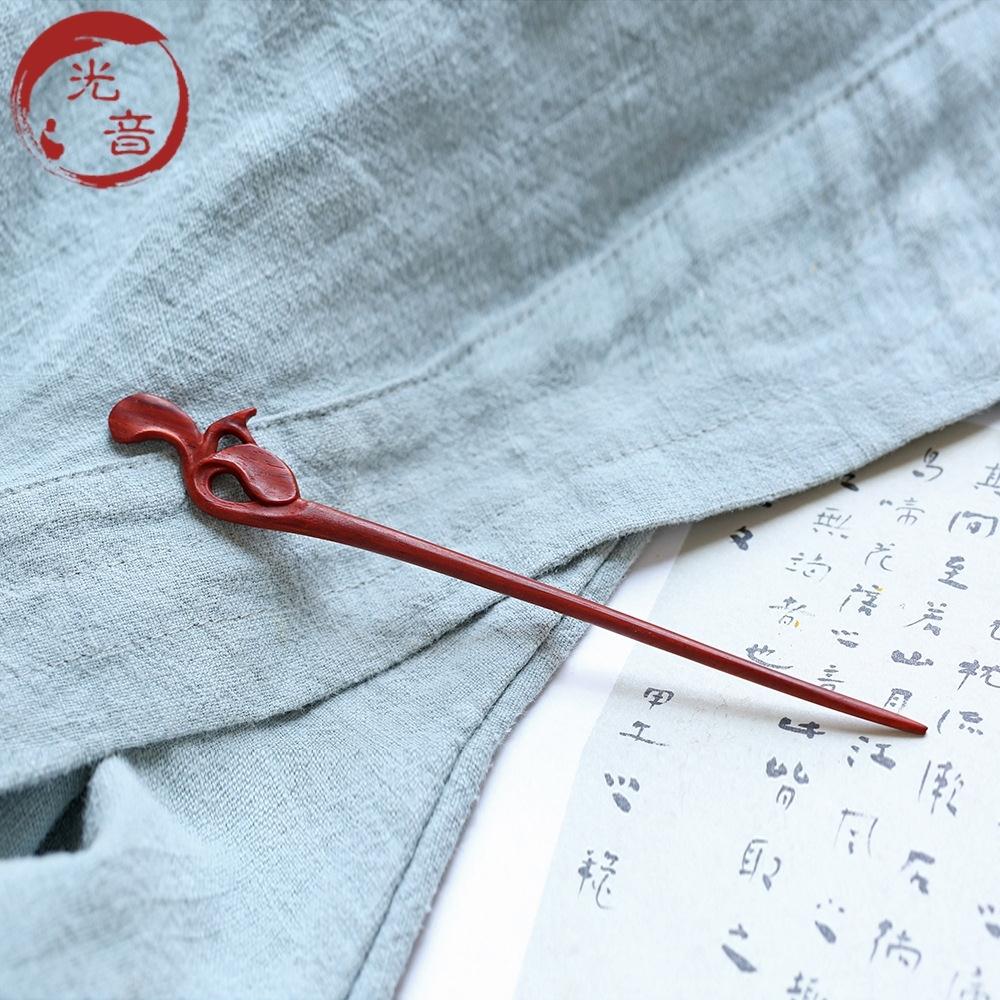 光音 收藏级 小叶紫檀发簪【兰花】正宗印度檀香木发饰 红木簪子