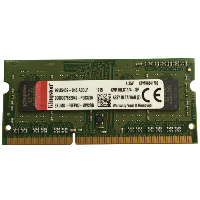 金士顿(Kingston)DDR3L1600兼容1333 4g8g笔记本内存条低电压1.35V3代 笔记本内存条4G
