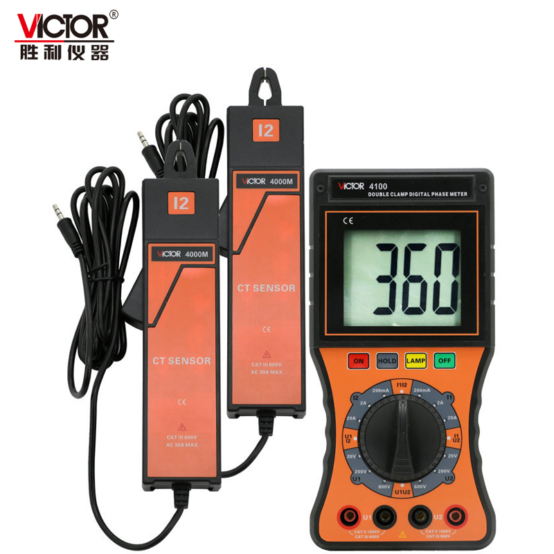 victor胜利仪器双钳数字相位伏安表三相相序检测仪相位仪vc4100/vc