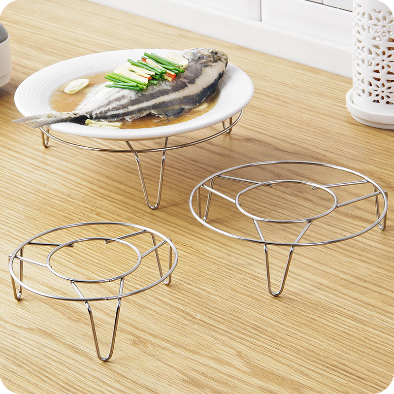 润华年不锈钢高脚多用蒸架 三角蒸盘器蒸蛋架蒸菜架子防烫隔热架 小号