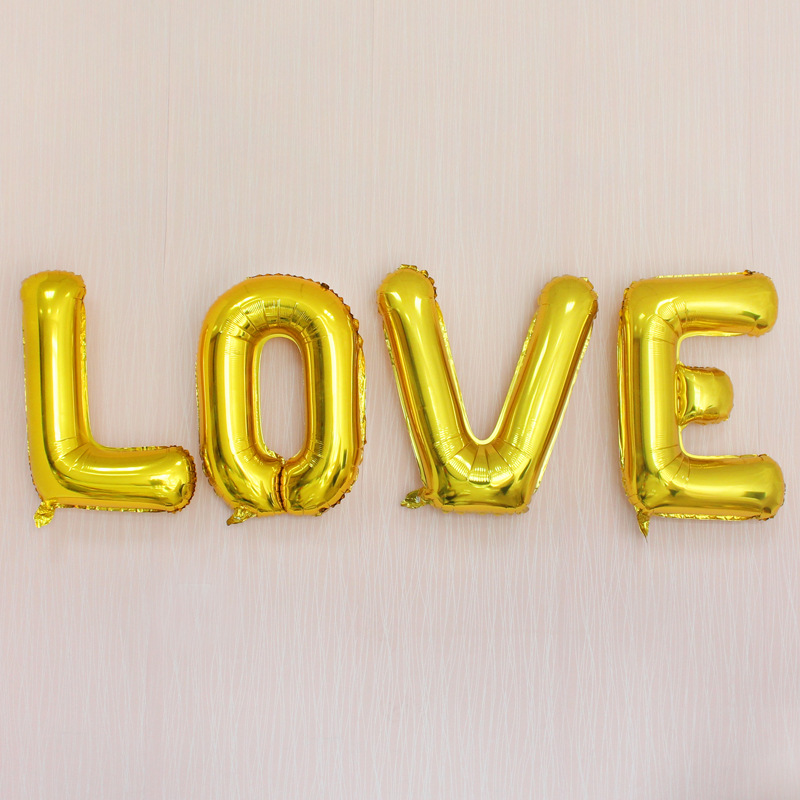 love铝膜气球 婚庆结婚婚房客厅气球装饰背景布置 30寸金色love气球